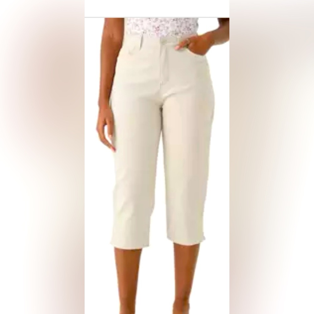 Gloria Vanderbiltbilt women’s 16P Amanda Capri pants w/side slits stonewood